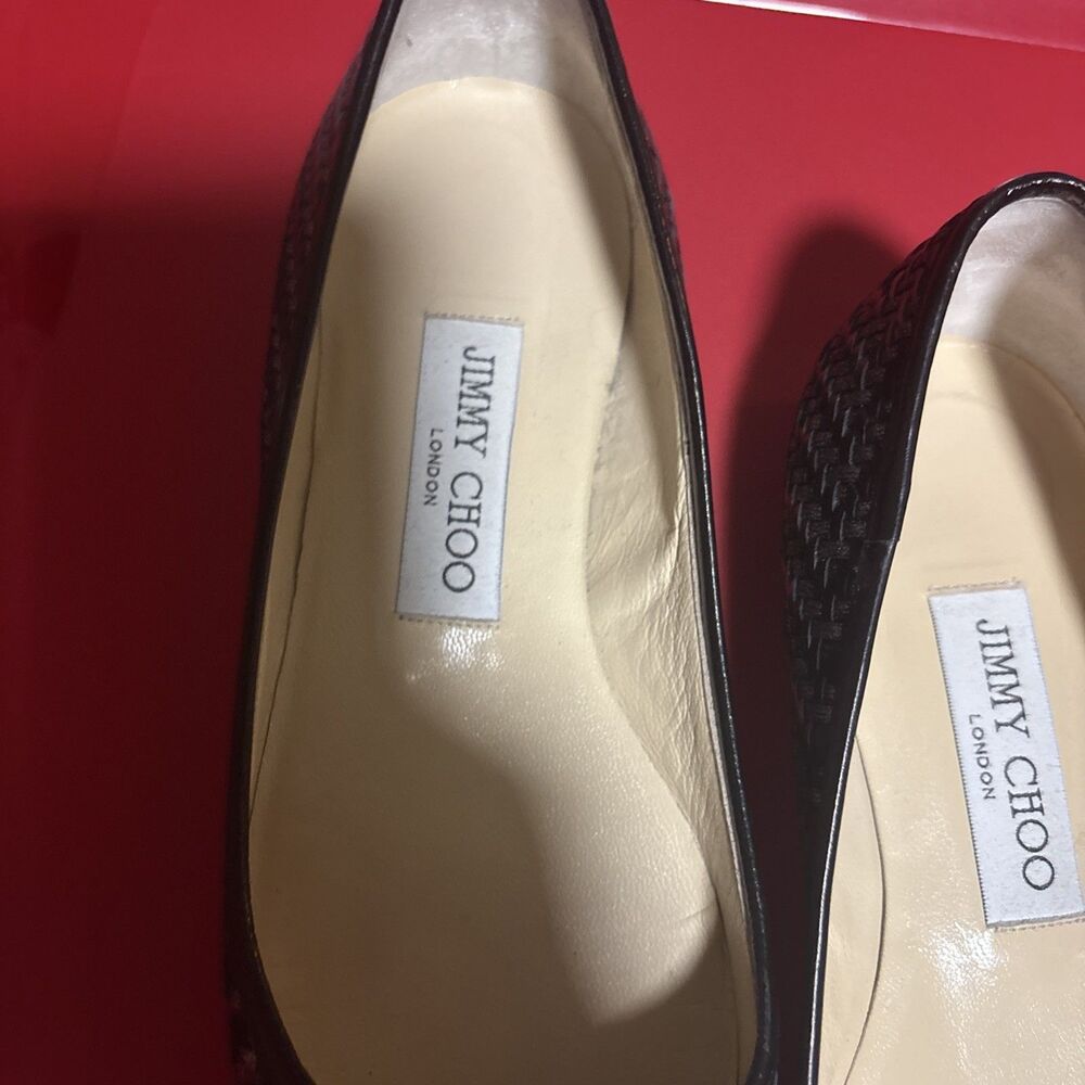 JIMMY CHOO Ballet Flats Point Toe Black Silver Size 36.5/6.5 - Picture 11 of 14